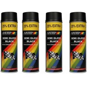 Motip Motip Zijdeglans Acryllak Zwart - 500 ml - Spuit spray zwart - Verf zwart kopen - 4 X Spuitspray LAK ZWART ZIJDEGLANS 500 ML sneldrogend