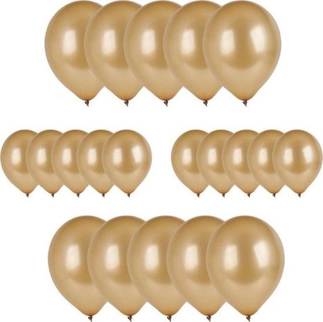 Merkloos 40x Gold balloons - 27 cm - balloon gold for helium or air