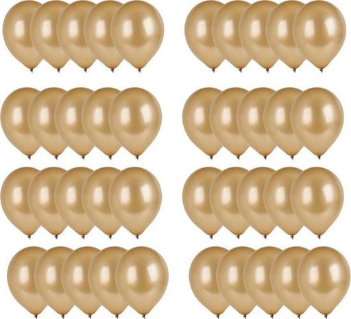 Merkloos 40x Gold balloons - 27 cm - balloon gold for helium or air