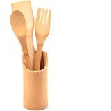 Merkloos 4-delige bamboe spatel set - Bamboe houten keukengerei