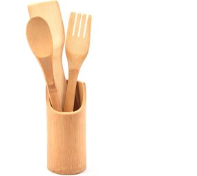 Merkloos 4 Piece Bamboo Spatula Set - Bamboo Wooden Kitchen Utensils Merkloos 4 Piece Bamboo Spatula Set - Bamboo Wooden Kitchen Utensils