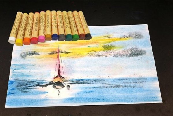 Merkloos Crafter's set 12 kleuren krijtjes pastels oliepastels