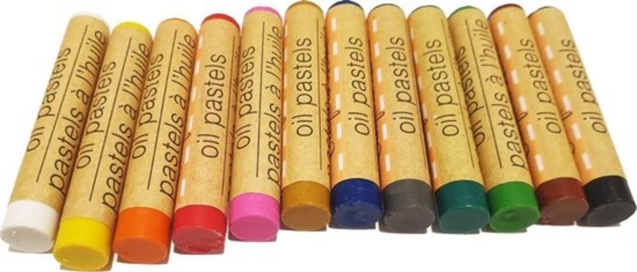 Merkloos Crafter's set 12 kleuren krijtjes pastels oliepastels