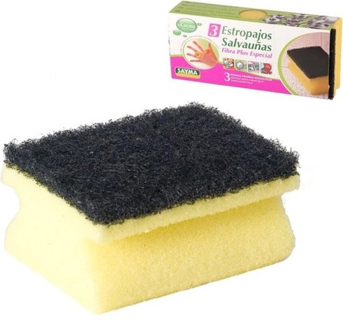Merkloos 3x scouring pads / scouring pads with handle - 9 x 6.5 cm - sponges / cleaning articles / cleaning articles Merkloos 3x scouring pads / scouring pads with handle - 9 x 6.5 cm - sponges / cleaning articles / cleaning articles