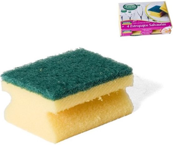 Merkloos 8x scouring pads / scouring pads with handle - 9 x 6.5 cm - sponges / cleaning articles / cleaning articles