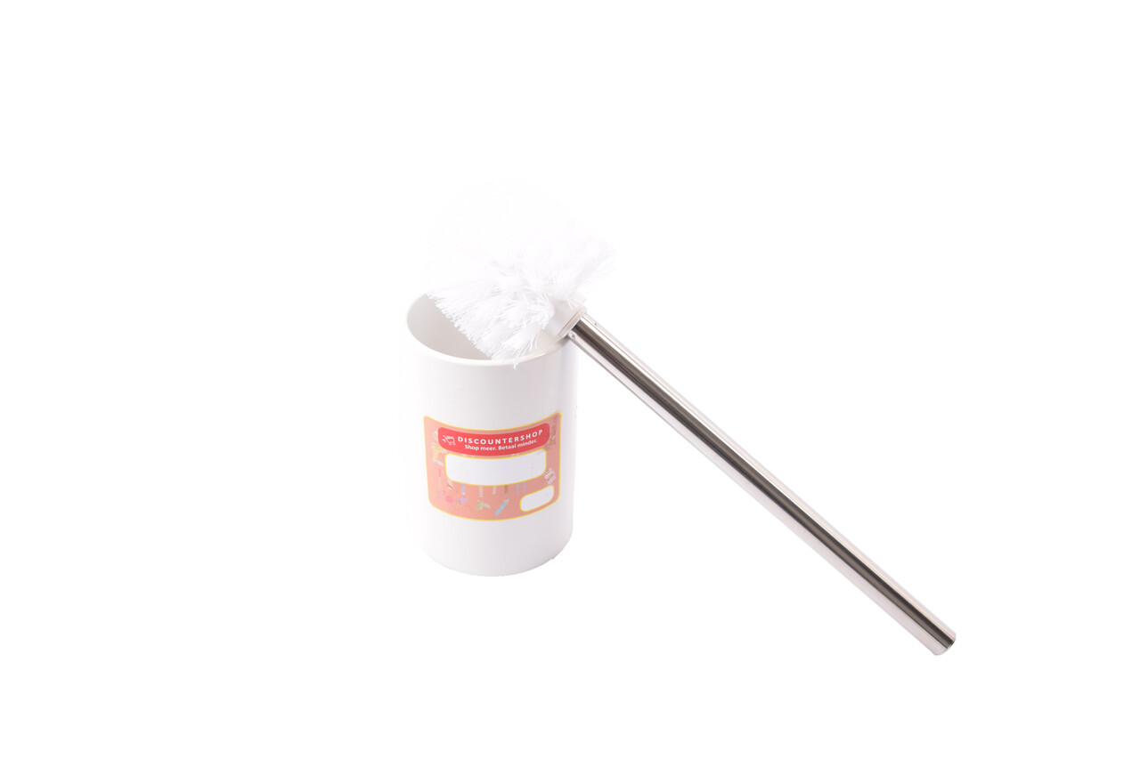 Merkloos Toiletborstel met houder keramiek Toiletborstel 37 cm - keramiek - RVS Wit 2-delig Merkloos Toiletborstel met houder keramiek Toiletborstel 37 cm - keramiek - RVS Wit 2-delig