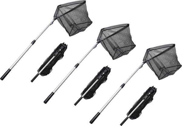 Merkloos 3x Fishing net - fishing net - shovel - Landing net Foldable Aluminum 180 cm