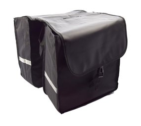 Merkloos Dubbele Fietstas waterdicht met reflecterende strepen voor extra veiligheid - Fietstas- Zwart - 2x 18 Liter