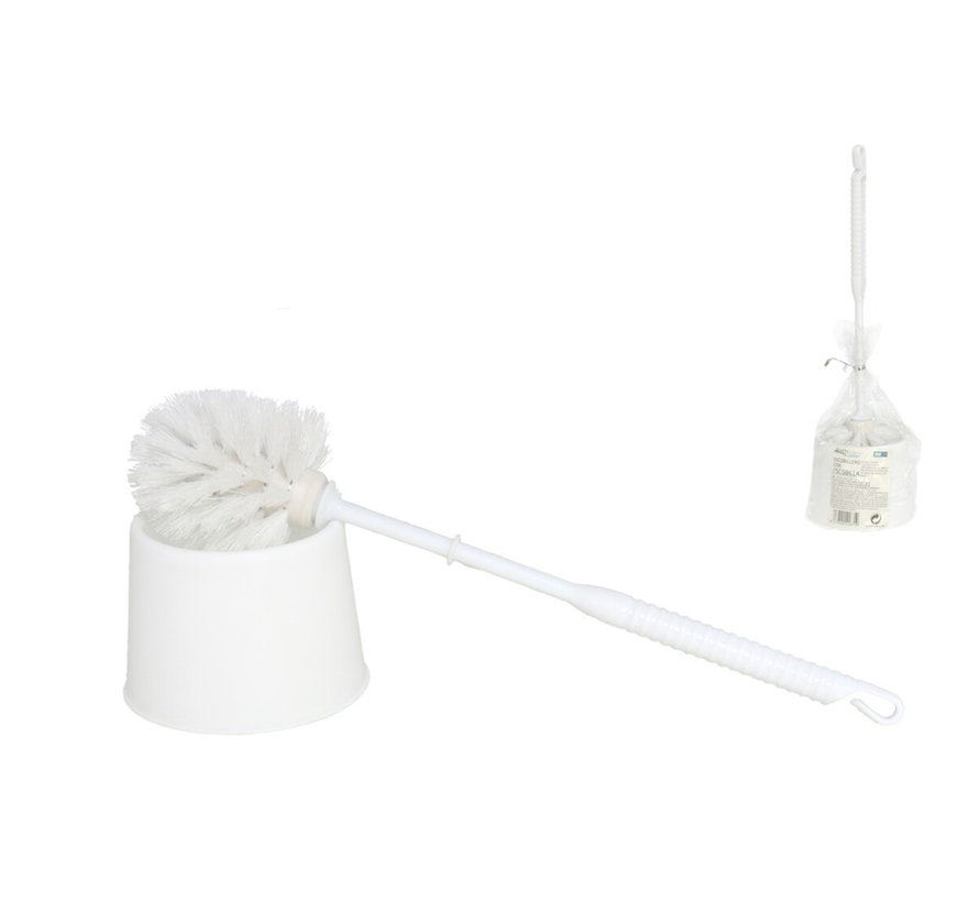 Toiletborstel kunststof -Toiletborstel in houder - Wc borstel - borstel - Roestvrij - WitProduct breedte 10.5x 33x 6 cm