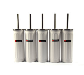 Merkloos Set of 5 x White Toilet Brush and Holder - Stainless Steel Toilet Brush Holder with Toilet Brush - 45x12cm - Matt White Merkloos Set of 5 x White Toilet Brush and Holder - Stainless Steel Toilet Brush Holder with Toilet Brush - 45x12cm - Matt White