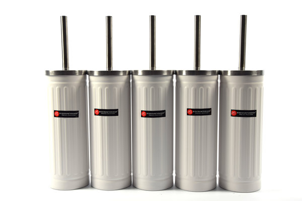 Merkloos Set van 5x Wit Toiletborstel & Houder - Roestvrijstalen Toiletborstelhouder met Toiletborstel - 45x12cm - Mat Wit