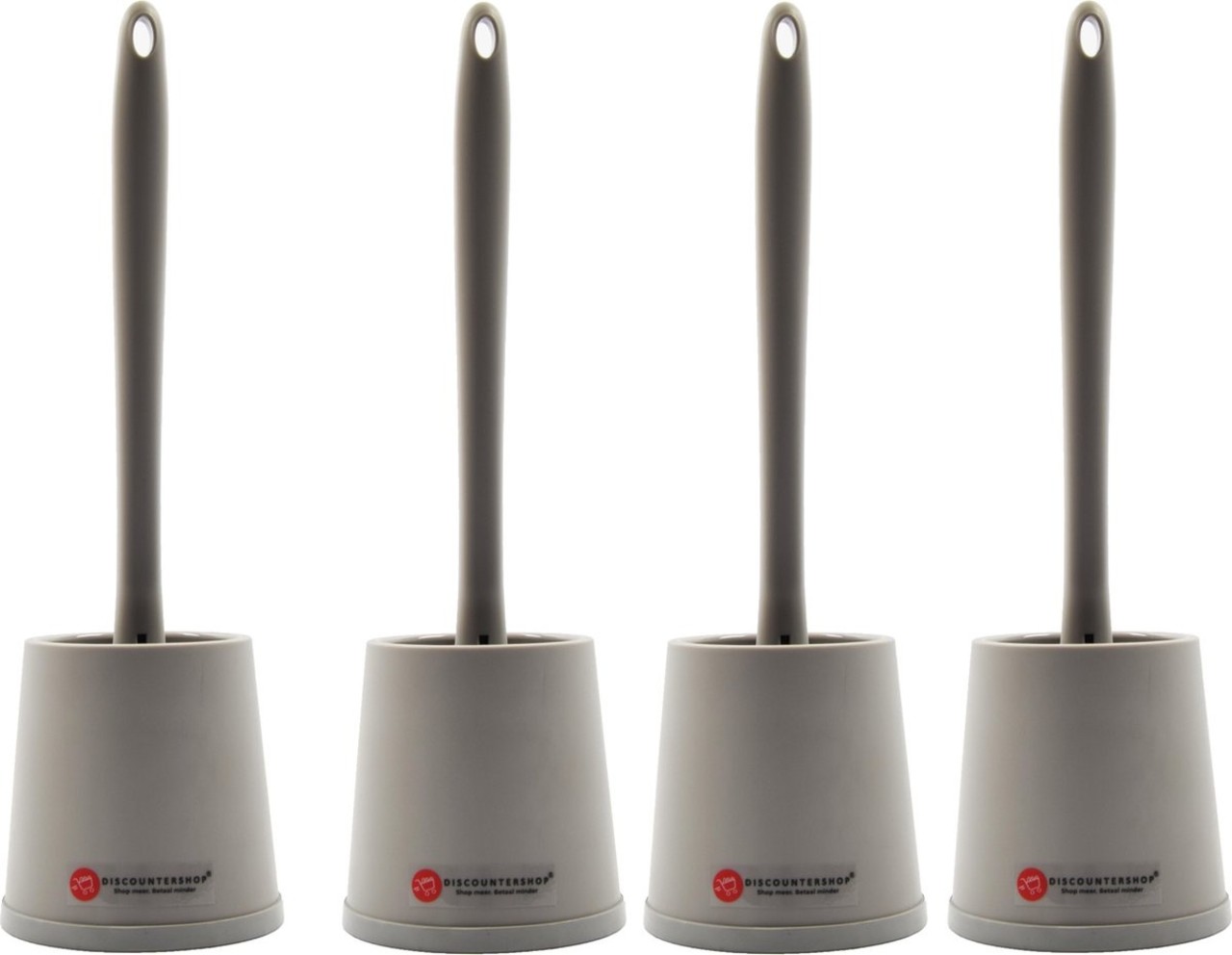 Discountershop Toilet brush with silicone toilet brush 4 pcs - Toilet brush with holder - Stainless toilet brush - Non-slip Toilet brush - Firm brush  -