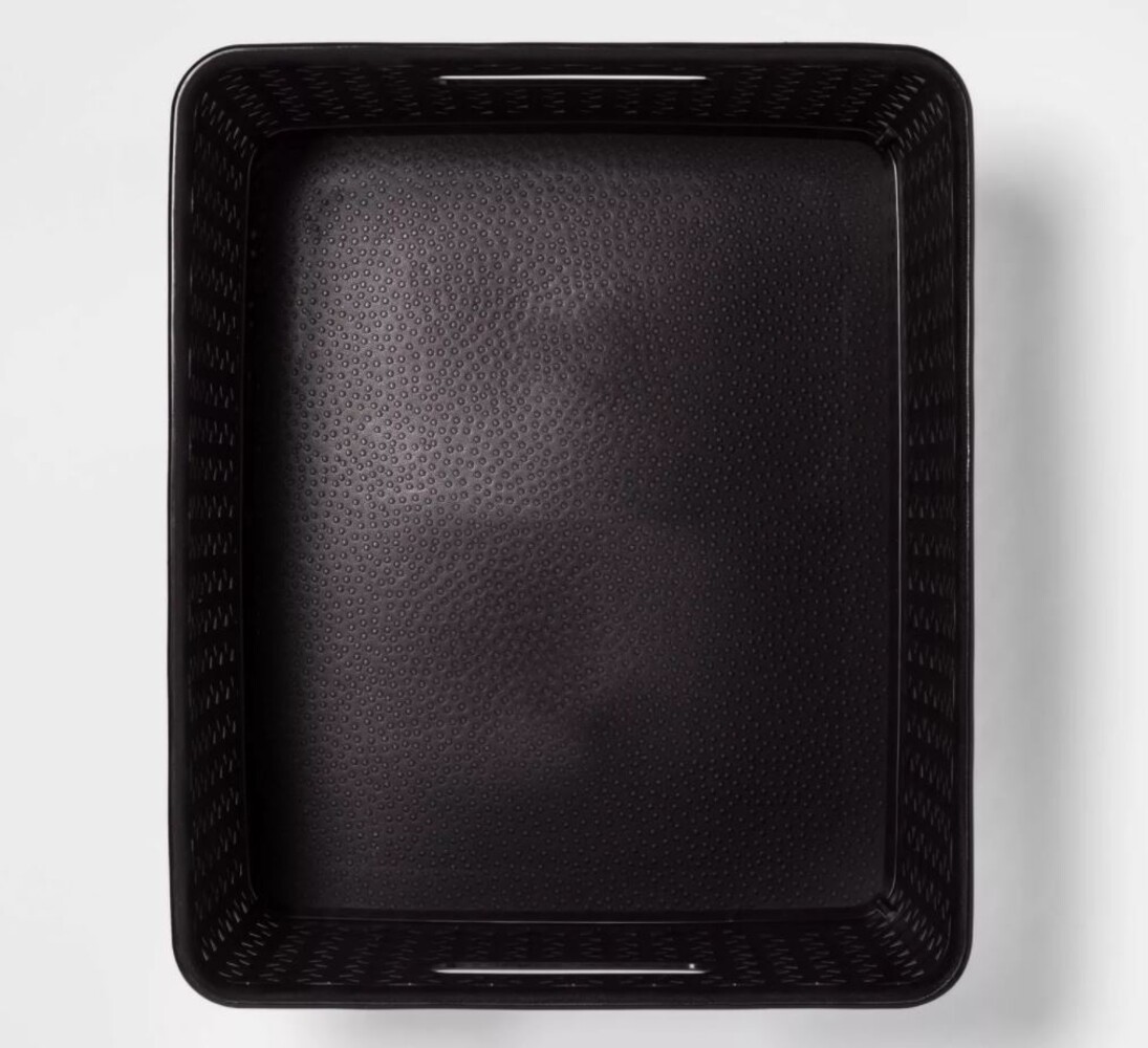 Merkloos 5 X Storage basket - Storage tray - Black storage 32 x 27 x 15 cm Rattan