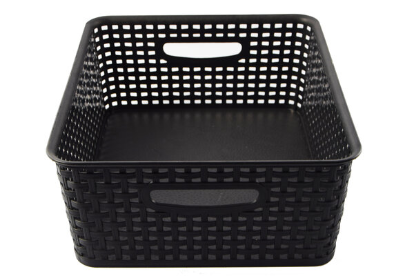 Merkloos 5 X Storage basket - Storage tray - Black storage 32 x 27 x 15 cm Rattan