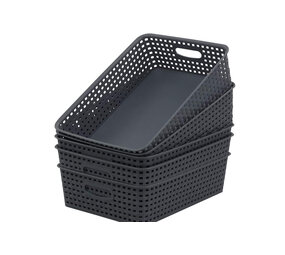 Merkloos 5 X Storage basket - Storage tray - Black storage 32 x 27 x 15 cm Rattan Merkloos 5 X Storage basket - Storage tray - Black storage 32 x 27 x 15 cm Rattan