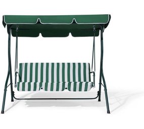 Discountershop Swing bench garden green two-seater with sunshade - Swing bench - Green-White - 140X110X153CM Discountershop Swing bench garden green two-seater with sunshade - Swing bench - Green-White - 140X110X153CM