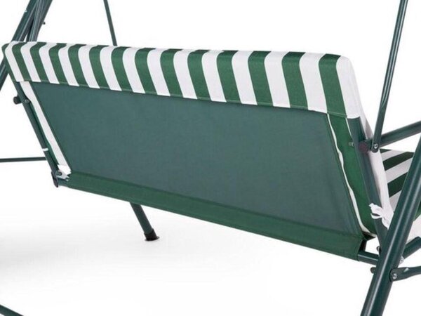 Discountershop Schommelbank tuin groen tweezit met zonnescherm - Schommelbank - Groen-Wit - 140X110X153CM Discountershop Schommelbank tuin groen tweezit met zonnescherm - Schommelbank - Groen-Wit - 140X110X153CM