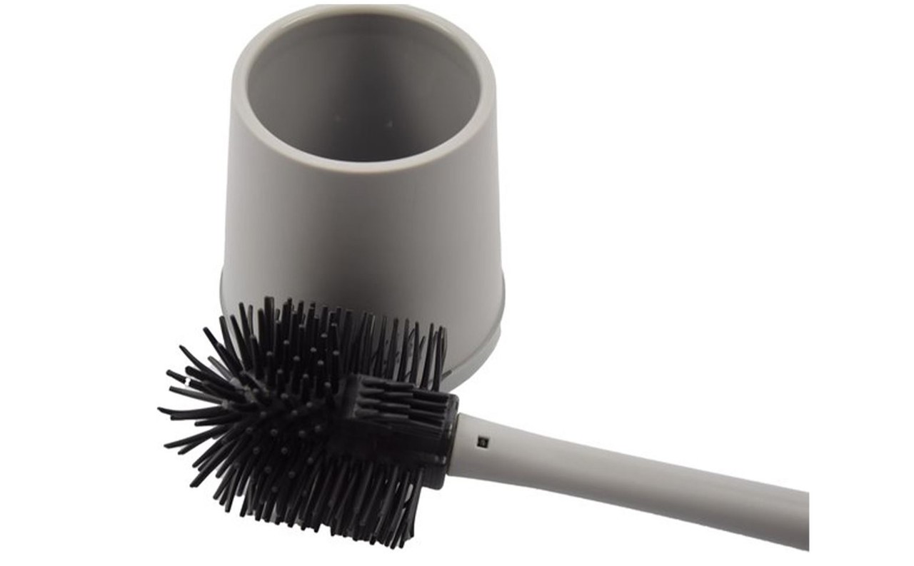 Discountershop Toilet brush with silicone toilet brush 3 pcs - Toilet brush with holder - Stainless toilet brush - Non-slip Toilet brush - Firm brush