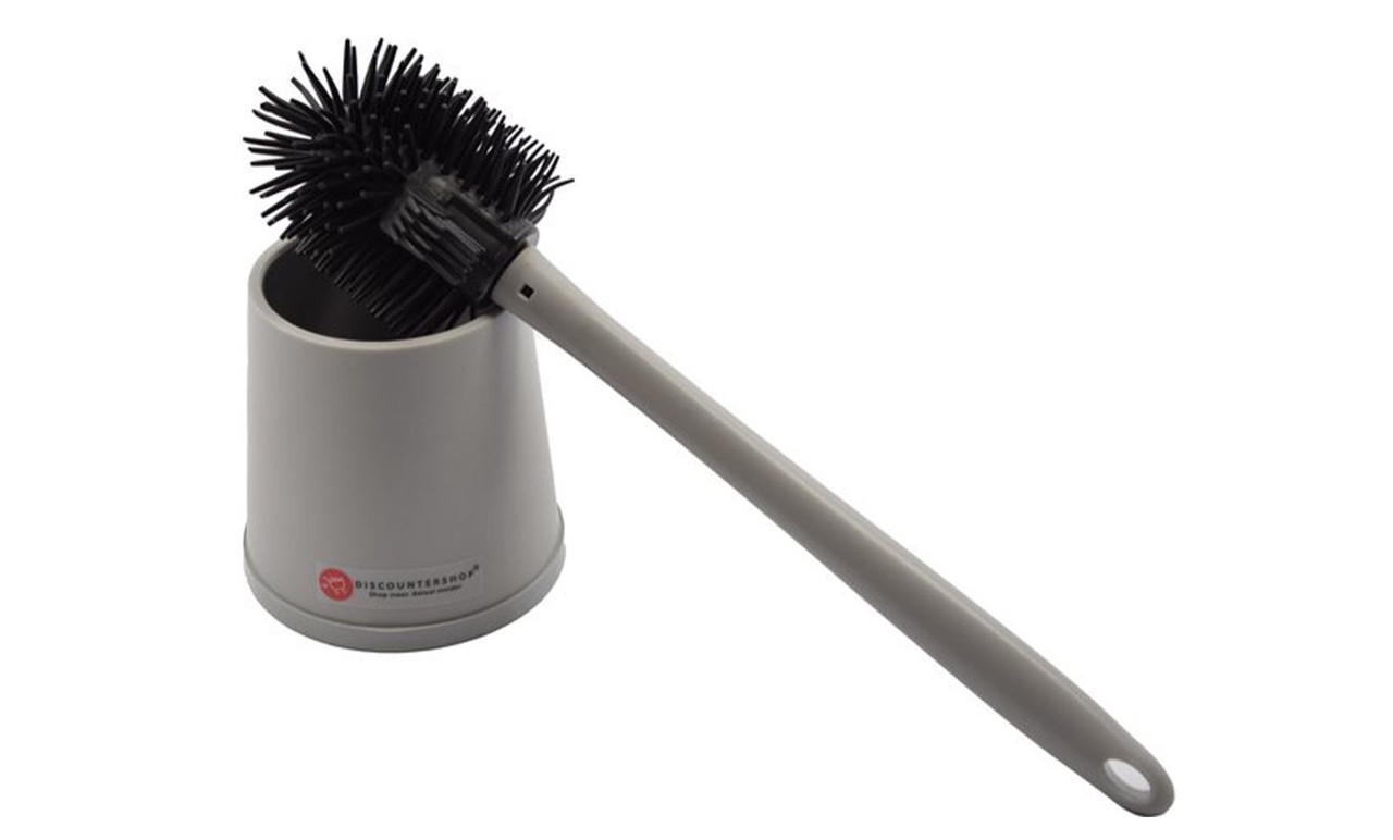 Discountershop Toilet brush with silicone toilet brush 2 pcs - Toilet brush with holder - Stainless toilet brush - Non-slip Toilet brush - Firm brush