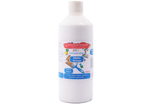 Discountershop Gesso white 500 ML - Matt finish Primer Universal 500 ML - Gesso White