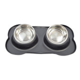 Discountershop Double Dog Food Bowl Stainless Steel 46x27x4 cm - Pet Drinking Bowl set with Silicone Placemat Discountershop Double Dog Food Bowl Stainless Steel 46x27x4 cm - Pet Drinking Bowl set with Silicone Placemat