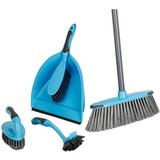 Merkloos Schoonmaakset 6 delig - Bezem met steel - blik met handborstel - handschrobber- afwasborstel Merkloos Schoonmaakset 6 delig - Bezem met steel - blik met handborstel - handschrobber- afwasborstel