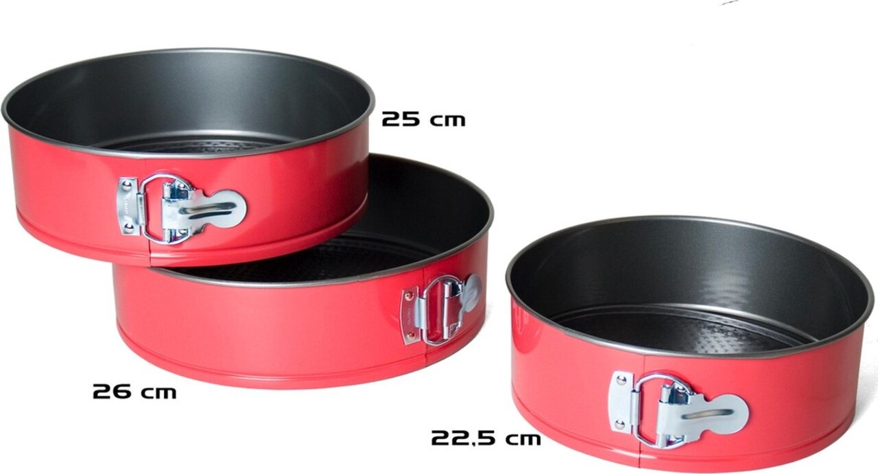Discountershop springvorm rond Ø 25 cm anti-aanbak 3-delig, ronde springvorm voor taart en cake