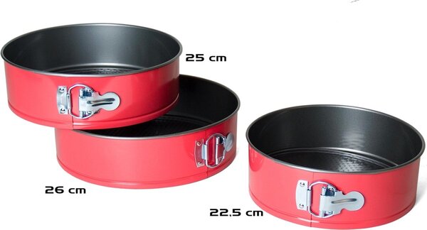 Discountershop springvorm rond Ø 25 cm anti-aanbak 3-delig, ronde springvorm voor taart en cake