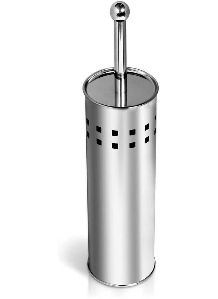 Discountershop 3 Pieces Toilet Brush Stainless Steel - Toilet Brush Stainless Steel - Stainless Steel Toilet Brush in Holder - Toilet Brush Holder - Toilet Brush - Toilet Brush - Silver - Stainless Steel