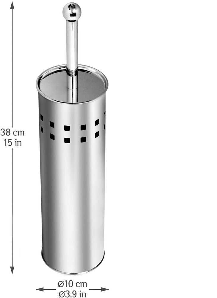 Discountershop 3 Pieces Toilet Brush Stainless Steel - Toilet Brush Stainless Steel - Stainless Steel Toilet Brush in Holder - Toilet Brush Holder - Toilet Brush - Toilet Brush - Silver - Stainless Steel