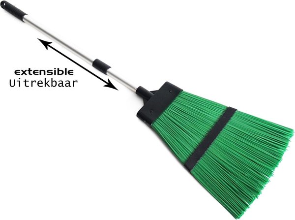 Discountershop Tuinbezem uitschuifbaar 29 X 3 X 136 CM Bezem met telescopische steel Zilver tuinartikelen - bezems schoonmaakspullen