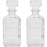 Delaram 2 Stuks glazen whisky/water karaffen 1000ml - kristal - 2x Kristalglas look whiskey fles - Whiskykaraf/whiskyfles met structuur in glas