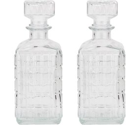 Delaram 2 Pieces glass whiskey/water decanter 1000ml - crystal - 2x Kristallglas look whiskey bottle - Whiskey decanter/whiskey bottle with structure in glass Delaram 2 Pieces glass whiskey/water decanter 1000ml - crystal - 2x Kristallglas look whiskey bottle - Whiskey decanter/whiskey bottle with structure in glass
