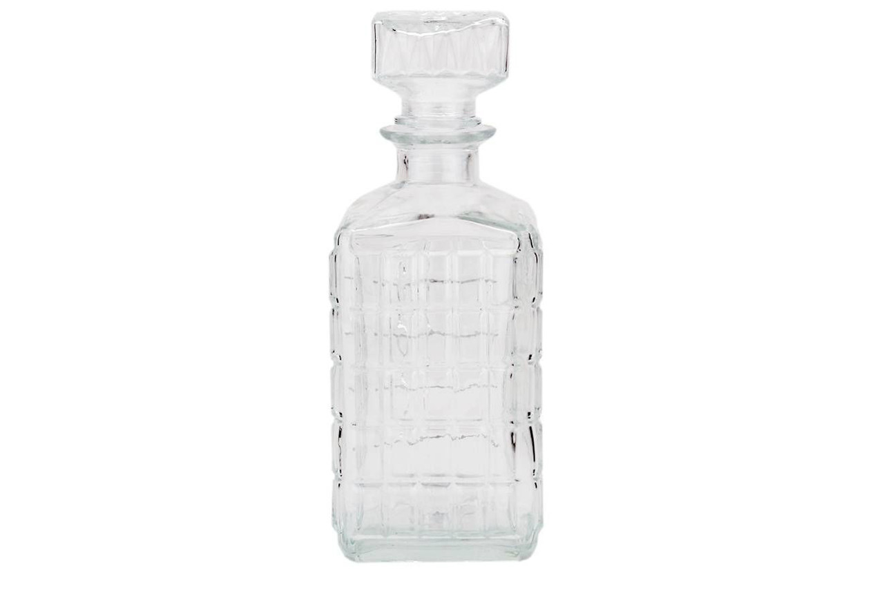 Delaram 2 Pieces glass whiskey/water decanter 1000ml - crystal - 2x Kristallglas look whiskey bottle - Whiskey decanter/whiskey bottle with structure in glass Delaram 2 Pieces glass whiskey/water decanter 1000ml - crystal - 2x Kristallglas look whiskey bottle - Whiskey decanter/whiskey bottle with structure in glass