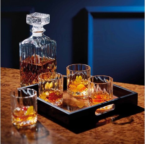 Delaram 2 Stuks glazen whisky 1000ml - kristal 2x Kristalglas look whiskey fles Whiskykaraf/whiskyfles met structuur in glas