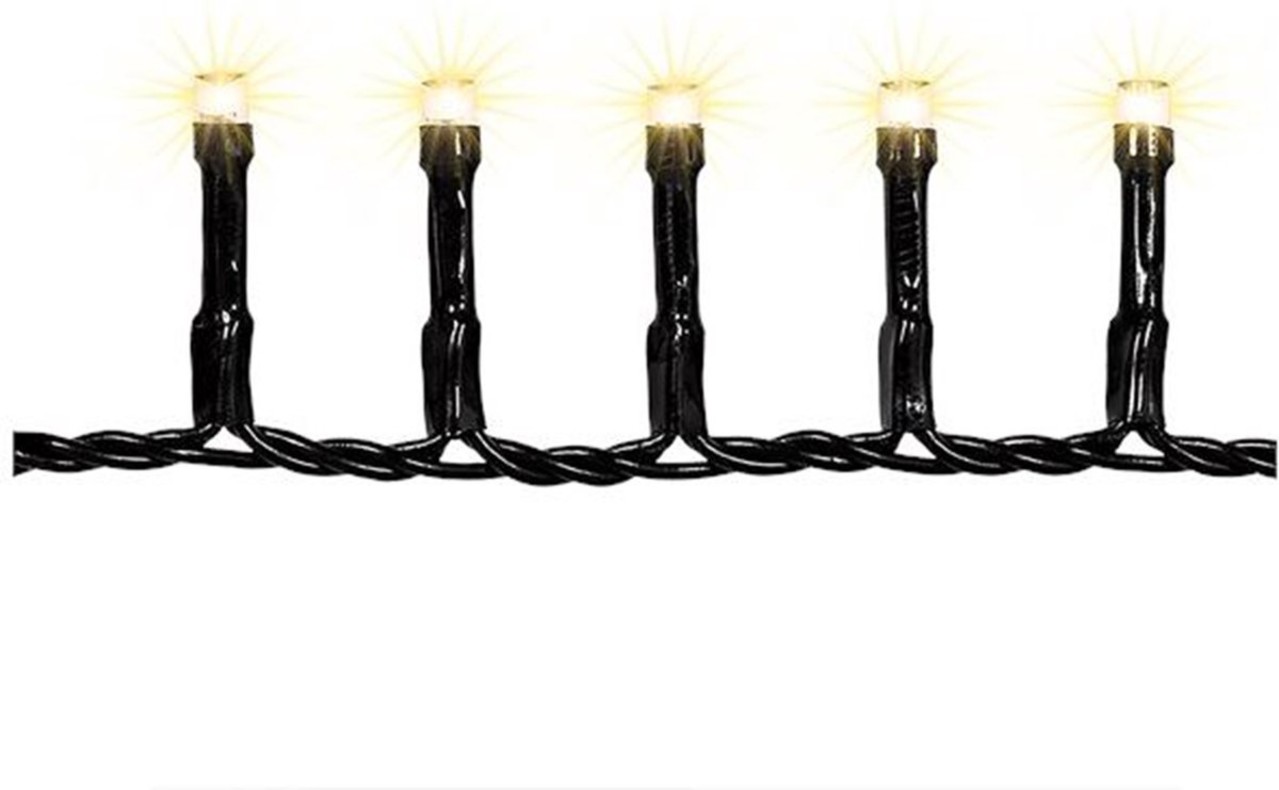 Merkloos Kerstverlichting Warm-wit | 100 Ledlampjes | 7,4 + 3 Meter | Seizoensdecoratie | Kleur: Zwart