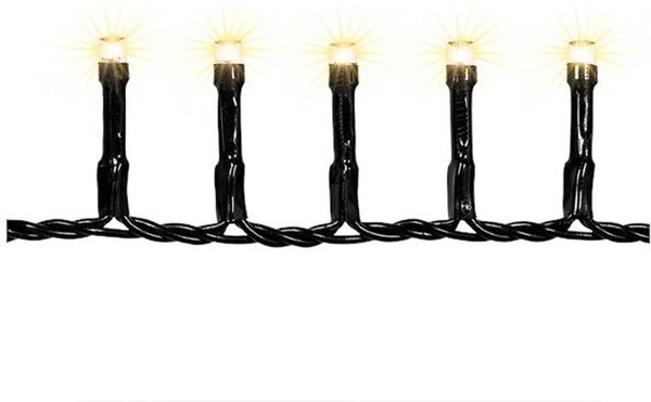 Merkloos Kerstverlichting Warm-wit | 100 Ledlampjes | 7,4 + 3 Meter | Seizoensdecoratie | Kleur: Zwart