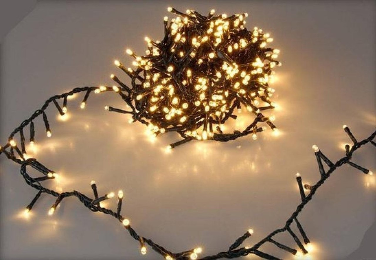 Merkloos Kerstverlichting Warm-wit | 100 Ledlampjes | 7,4 + 3 Meter | Seizoensdecoratie | Kleur: Zwart