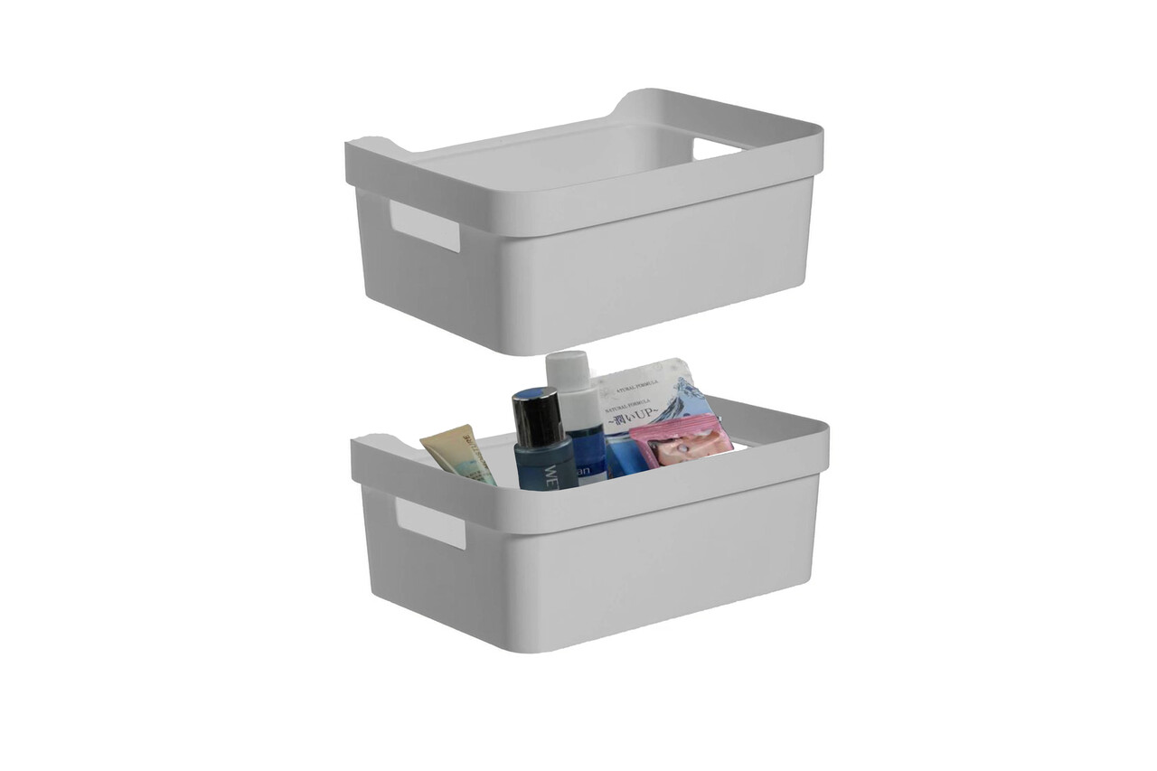 Discountershop 2 stuks opbergmand met handvatten  Opbergbak Gereedschapsbak 2 stuks - afmeting 200 mm x 140 mm x 80mm