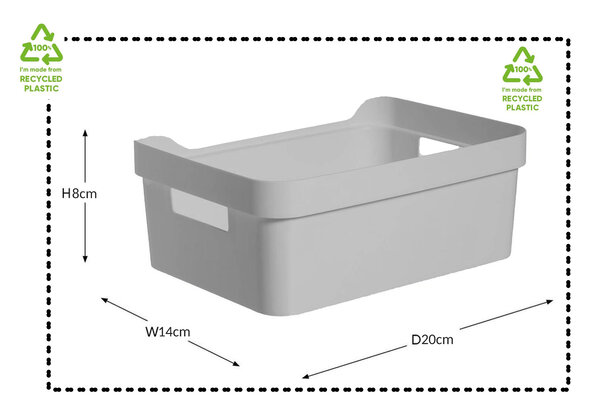 Discountershop 2 stuks opbergmand met handvatten  Opbergbak Gereedschapsbak 2 stuks - afmeting 200 mm x 140 mm x 80mm