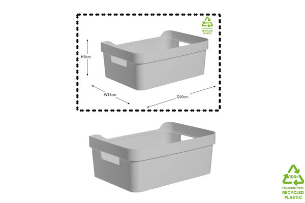 Discountershop 2 stuks opbergmand met handvatten  Opbergbak Gereedschapsbak 2 stuks - afmeting 200 mm x 140 mm x 80mm