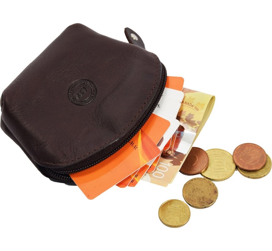 Portemonnee biefgeld muntgeld en creditcard pasjes  vakantie portemonnee Compact portemonnee - Buffelleer portemonnee -