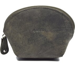 4 East Grijs/groen Portemonnee |met YKK ritsen| vakantie portemonnee - Compact portemonnee - Buffelleer portemonnee - Kleine portemonnee - Portemonnee - Ronde portemonnee