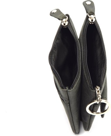 4 East 4East® |Key Case Wallet|Black | wallet pouch - ring wallet - card holder with zipper - zipper wallet - 3 zippers wallet - buffalo leather wallet - wallet with RFID 4 East 4East® |Key Case Wallet|Black | wallet pouch - ring wallet - card holder with zipper - zipper wallet - 3 zippers wallet - buffalo leather wallet - wallet with RFID