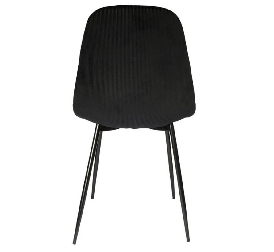 Set van 2 Kuipstoel corduroy - Zwart Velvet eetkamerstoel - Fluweel stoel Velvet stoelen - Eetkamerstoelen - Eettafel stoelen