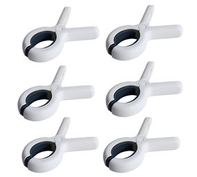 Discountershop Klemmen 6 stuks - Wasknijpers - 6 stuks - Wit en blauw 100% kunststof en dus roestvrij | Laten geen afdrukken achter Discountershop Klemmen 6 stuks - Wasknijpers - 6 stuks - Wit en blauw 100% kunststof en dus roestvrij | Laten geen afdrukken achter