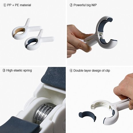 Discountershop Klemmen 6 stuks - Wasknijpers - 6 stuks - Wit en blauw 100% kunststof en dus roestvrij | Laten geen afdrukken achter Discountershop Klemmen 6 stuks - Wasknijpers - 6 stuks - Wit en blauw 100% kunststof en dus roestvrij | Laten geen afdrukken achter