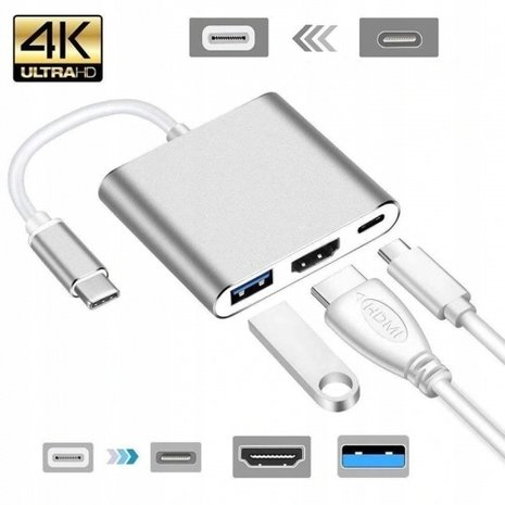 USB C to HDMI Adapter, Type-C to 4K@60Hz HDMI Multiple Adapter with USB C  Fast Charging Port & USB 3.0 Port, USB C Converter for MacBook Pro/iPad