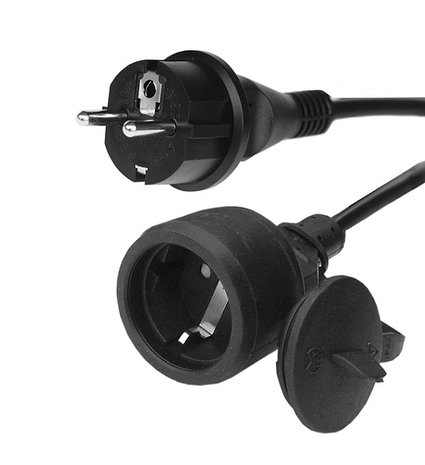 Merkloos Verlengsnoer 5 meter Randaarde Rubber 3500W - Afsluitklep - Rubber 1.5mm2 IP44 Merkloos Verlengsnoer 5 meter Randaarde Rubber 3500W - Afsluitklep - Rubber 1.5mm2 IP44