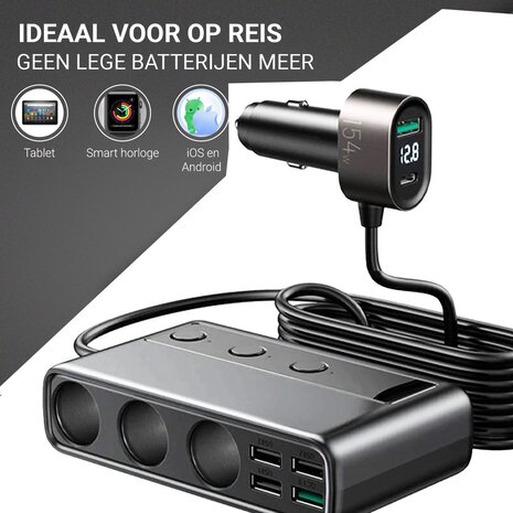 Discountershop Auto Sigarettenaansteker Splitter – 12V/24V USB Autolader Adapter – Auto Oplader met 9 Aansluitingen – 4 USB + 2 USB-C + 3 Sigarettenaanstekers – 171W Verdeler / Omvormer – Autostekker Discountershop Auto Sigarettenaansteker Splitter – 12V/24V USB Autolader Adapter – Auto Oplader met 9 Aansluitingen – 4 USB + 2 USB-C + 3 Sigarettenaanstekers – 171W Verdeler / Omvormer – Autostekker